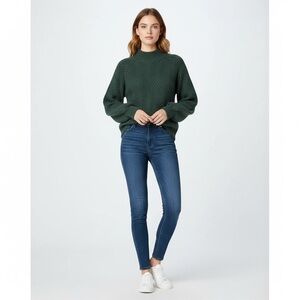 Abercrombie & Fitch Mockneck Chevron Sweater in Forest Green